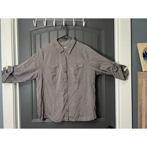 Croft & Barrow Brown Pinstriped Button Up 2x